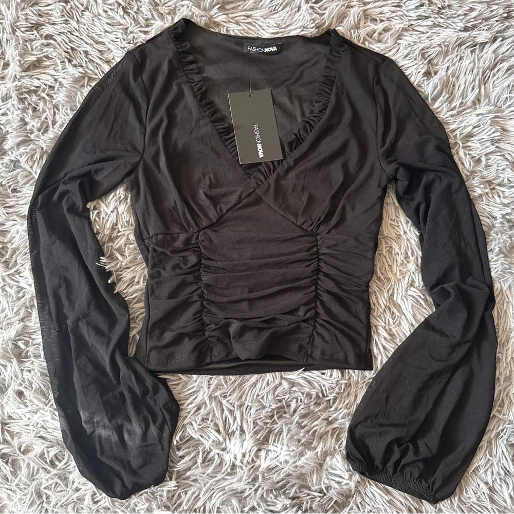 Fashion Nova Kiss And Tell Mesh Top